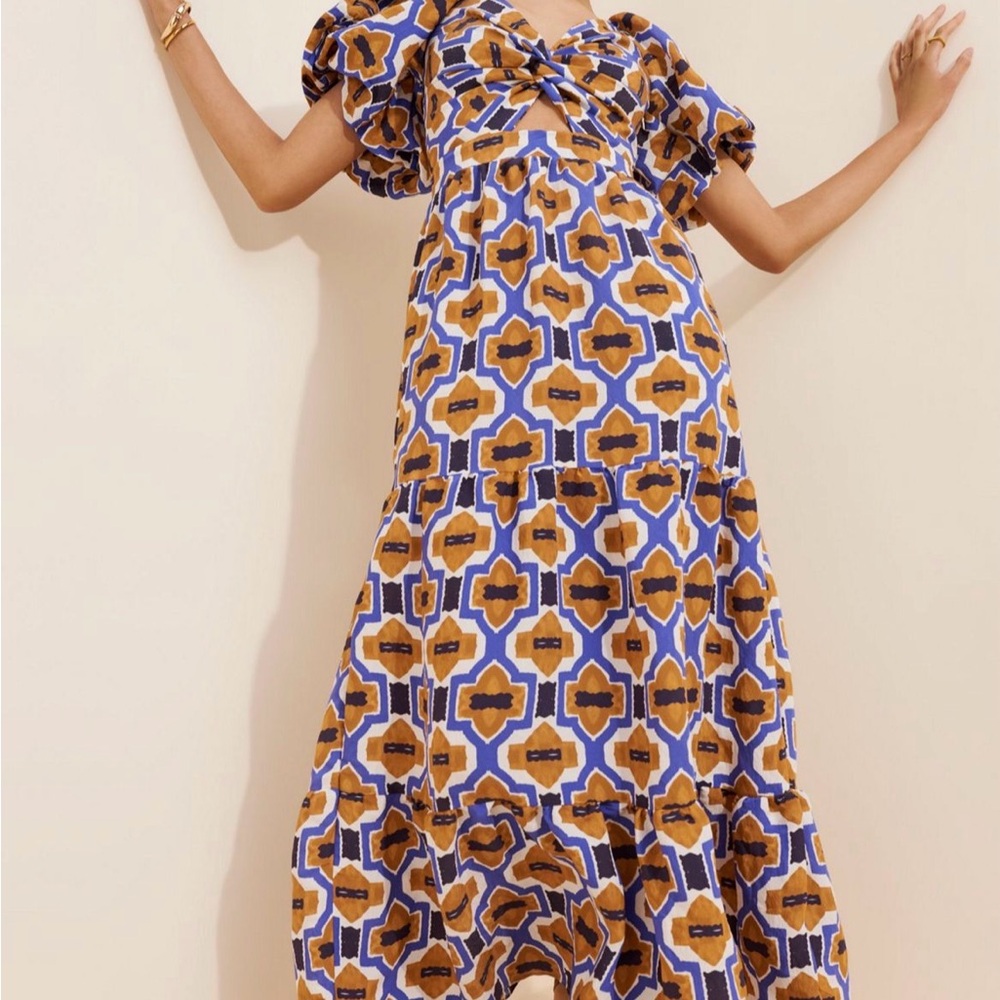 Anthropologie Maxi Dress in Blue and Orange